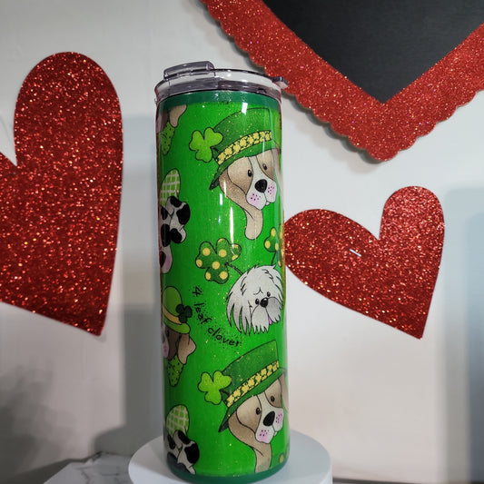 ST. PATTY'S PUPS!! 20-Ounce Stainless Steel FABRIC Tumbler